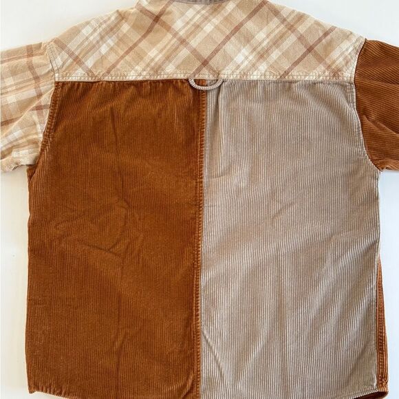 Patchwork Corduroy Shirt in Brown and Tan* - Picture 3 of 9